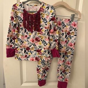 Cheeky Plum 4T Floral Pajama Set with Ruffle Trim